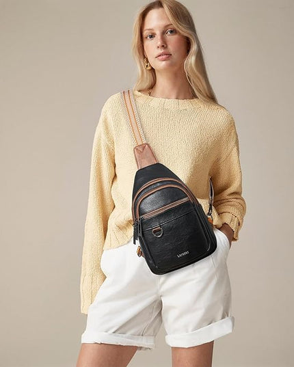 7L Sling Bag for Women Men Vegan Leather Crossbody Bags Fanny Pack Purse Backpack Over Shoulder Bag Travel Anti Theft