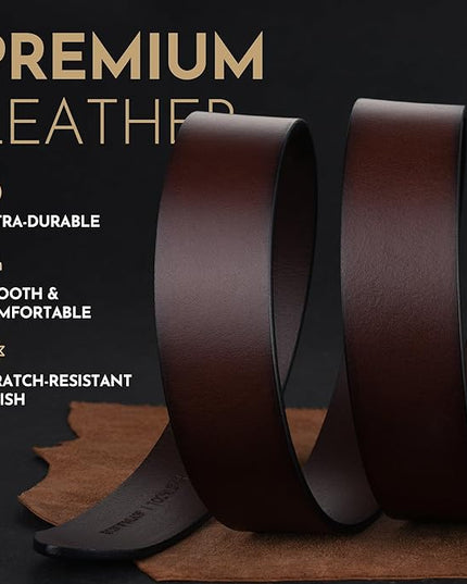 Buffway Men's Leather Belt,1.5" Handmade Top-Grain Leather–Durable,Comfortable,Suitable for Everyday Formal & Casual Wear