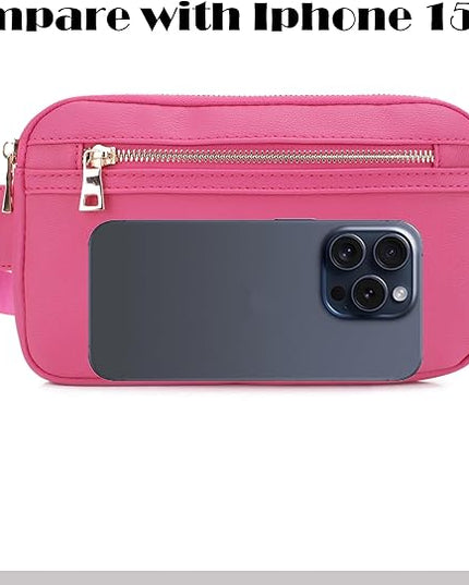 LOVESOME Vegan Leather Everywhere Fashion Waist Bag Fanny Pack Crossbody Bag Belt Bag Sling Bag with Adjustable Strap for Women (Fuchsia)