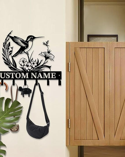 peanut case Customized Keys Holder - Personalized Birds Flower Key Hooks Wall Metal Sign Decor,Wall Holder, Garden,Door Hook (Style F)