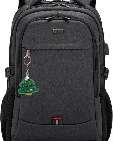 DUSLANG 17 Inch Laptop Backpack for Travel Water Resistant College Backpack for Men Women Laptop Bag with USB Charging Port Key Hanging Ornament Christmas Decorative,Black