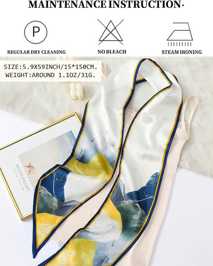 Head Scarf Purse Handle Neck Satin Hair Scarfs For Bag Lightweight Silky Long Thin Women's Fashion Scarves 59 * 5.9”