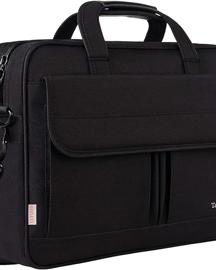 Taygeer Laptop Bag 15.6 Inch, Business Briefcase Gifts for Men Women, Water Resistant Messenger Shoulder Bag with Strap, Premium Office Bag, Carry On Laptop Case for Notebook/Computer/Laptop, Black
