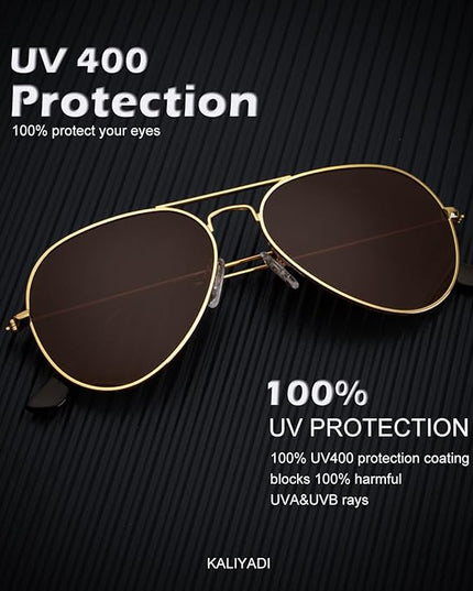 KALIYADI Classic Aviator Sunglasses for Men Women Driving Sun glasses Polarized Lens UV Blocking