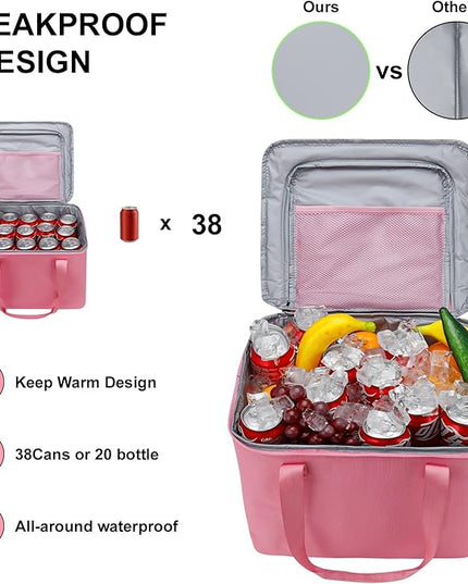 Car Trunk Organizer and Storage with Lid & Removable Leakproof Cooler Bag, Customized Space Pink Car Interior Accessories for Women Collapsible Large Trunk Organizers for Sendan SUV, Jeep, MPV, BMW