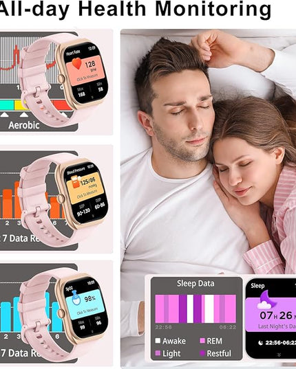 Smart Watch for iOS and Android Phones,2025 HD 2.01" Screen Smart Watches for Women,1ATM Waterproof,112+ Sports Modes Fitness Activity Tracker,Heart Rate Sleep Monitor Steps Calories Counter