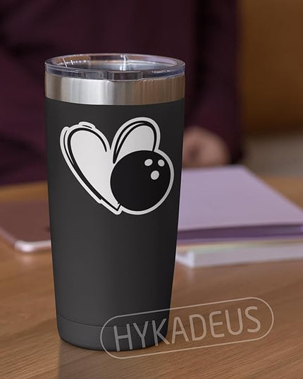 (3Pcs) Bowling Stickers Waterproof Vinyl Bowling Heart Decals for Water Bottle, Tumbler, Phone Case, Poster Board, Laptop, Scrapbooking, Team Players, Coach, 3" x 2.8"