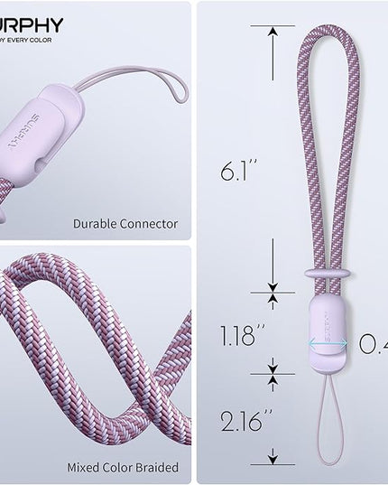 SURPHY 2 Pack Phone Lanyard for Cellphone Case, Phone Wrist Strap for Case, Cellphone Strap with 2-Color Braided, Charm Wrist Lanyard for Women and Men, Lilac & Gray