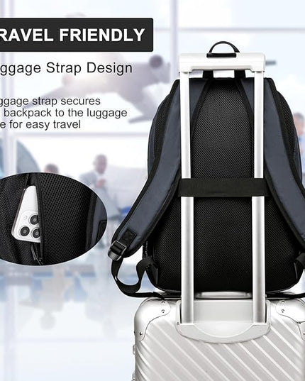 School Backpack for Teen Boys & Girls - 8 Compartments Water Resistant Bookbag with Large Laptop Sleeve | 15.6 Inch Anti-Theft College Student Backpack, Black