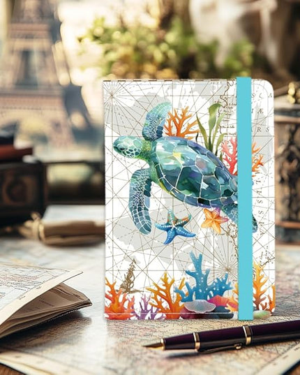 Sea Turtle Leather Passport Holder Cover Blue Ocean Travel Wallet Passport Case with Credit Card Slots for Women Men Travelling Essentials for Flying