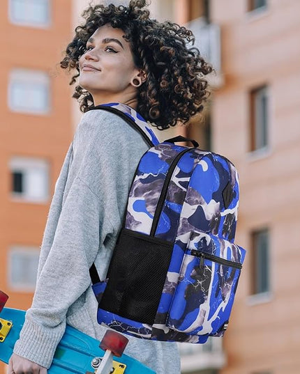 YAMTION School Backpack Stone Textured,Classic Bookbag Men and Teen Boy Schoolbag with USB Charging Port for High School College Office Work Travel