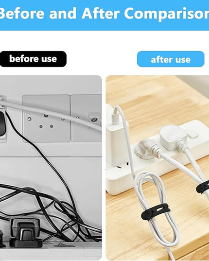 40 Pcs Black Silicone Cable Ties, Reusable Cable Straps Wire Organizer, Cable Management Cord Organizer for Fastening Earphone Phone Charger Home Office Desk Kitchen Appliances Cable Cords Wires