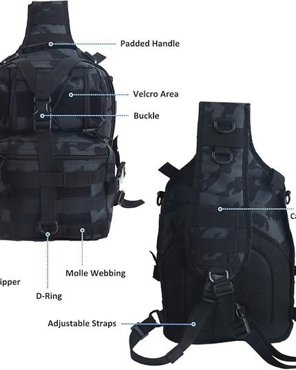 hopopower Tactical Sling Bag, Sport Bag Military Rover Shoulder Backpack EDC Assault Range Bag, Chest Pack Handbag Waterproof