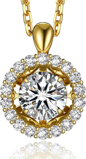MomentWish Floating Necklace for Women, 0.5/1 Carat Dancing Moissanite Necklace for Her 925 Sterling Silver Pendant Anniversary Birthday Christmas Gift for Wife Mom Girlfriend