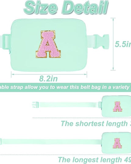 Uygafly Belt Bag Fanny Pack Crossbody Bags with Initials Letter Patch Cute Stuff Birthday Gifts for Teenager Girls Trendy Stuff for Teens | Light Green,A