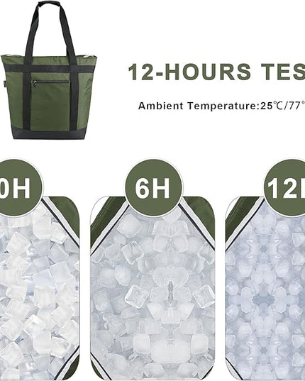 BeeGreen Cooler Bag Soft Leakproof Insulated Tote with Zipper for Beach Travel Grocery