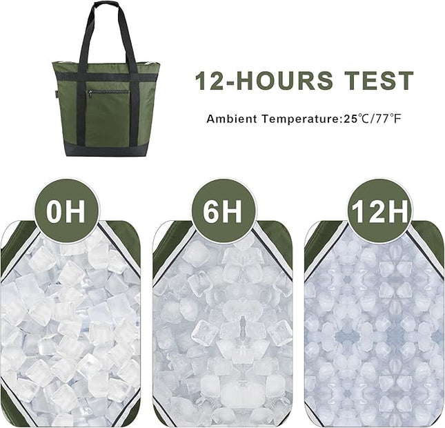 BeeGreen Cooler Bag Soft Leakproof Insulated Tote with Zipper for Beach Travel Grocery