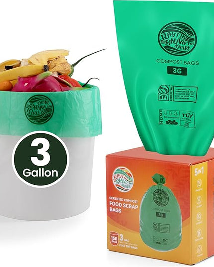 Compost Bags 3 Gallon Extra Thick Compost Bags for Countertop Bin,150counts,Compostable Liner Bags,Small Kitchen Food Scrap Waste Bags,Certified by BPI,ASTM D6400 and OK compost HOME certified