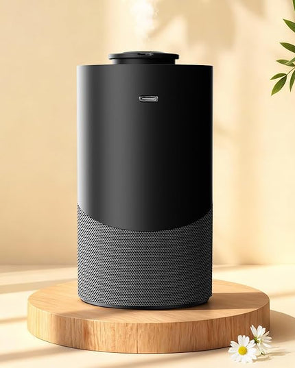 Waterless Essential Oil Diffuser for Home (Aluminum Alloy & Fabric) - Cordless Car Scent diffuser with 3 Timer & 3 Mist Levels - 2000mAh Battery Operated Scent Air Machine for Room Office Hotel, Black