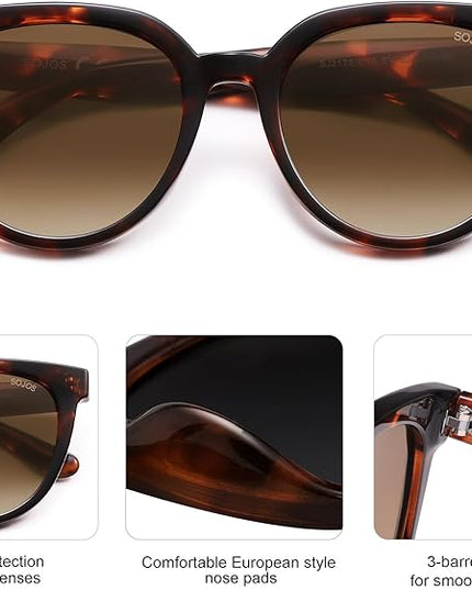 SOJOS Trendy Cat Eye Round Polarized Sunglasses for Women Fashion UV Protection Sunnies Sunglasses SJ2175