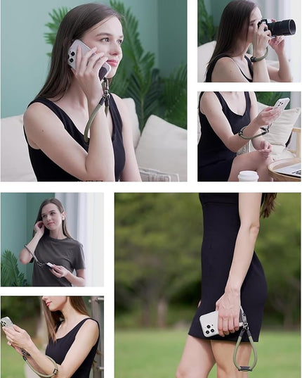 project-cb Hand Wrist Phone Strap,Phone Lanyard Patch ×2,Cell Phone Case Holder,Wristlet Strap for Key,AirPods,Camera (Green, 12inch)