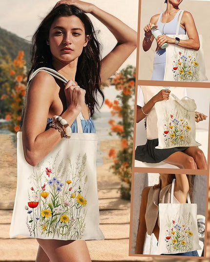 Canvas Tote Bag with Zipper Handles for Women Bridesmaid Birthday Wedding Mother Ladies Shopping Gift Bags