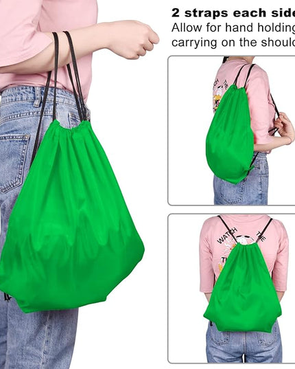 KUUQA 50Pcs Green Drawstring Backpack Bulk Drawstring Bags String Bags Storage Bags Gym Backpack for Sport Gym Traveling