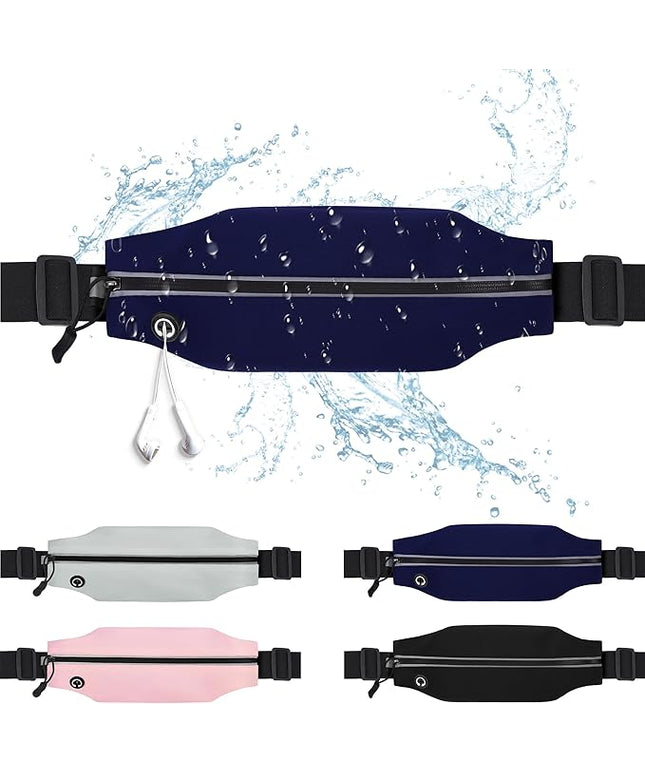Slim Running Belt For Men and Women Waist Fanny Pack Phone Holder Pouch Bag Reflective Zipper Pocket Workout Cycling Fitness