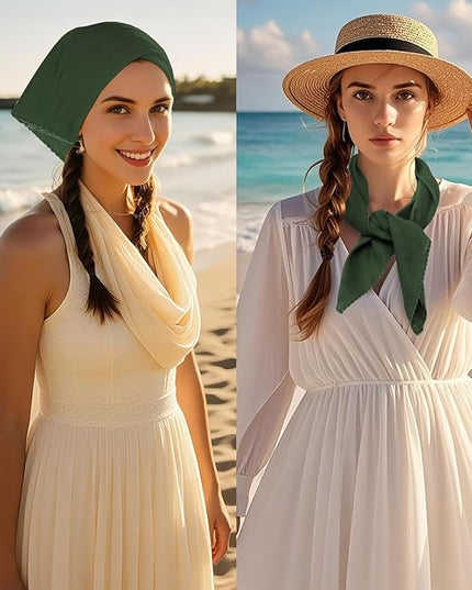 27" Cotton Hair Bandana for Women, Ladies Solid Color Neck Scarf Women's Square Scarves for Beach Dating Leisure