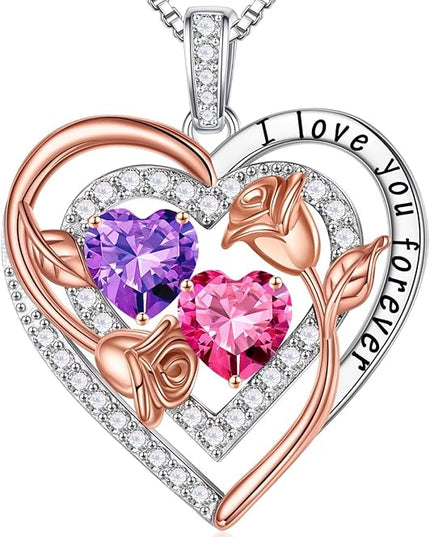 Iefil Christmas Gifts for Women - Sterling Silver Birthstone Necklace Anniversary Birthday Gifts for Her Wife Mom Daughter