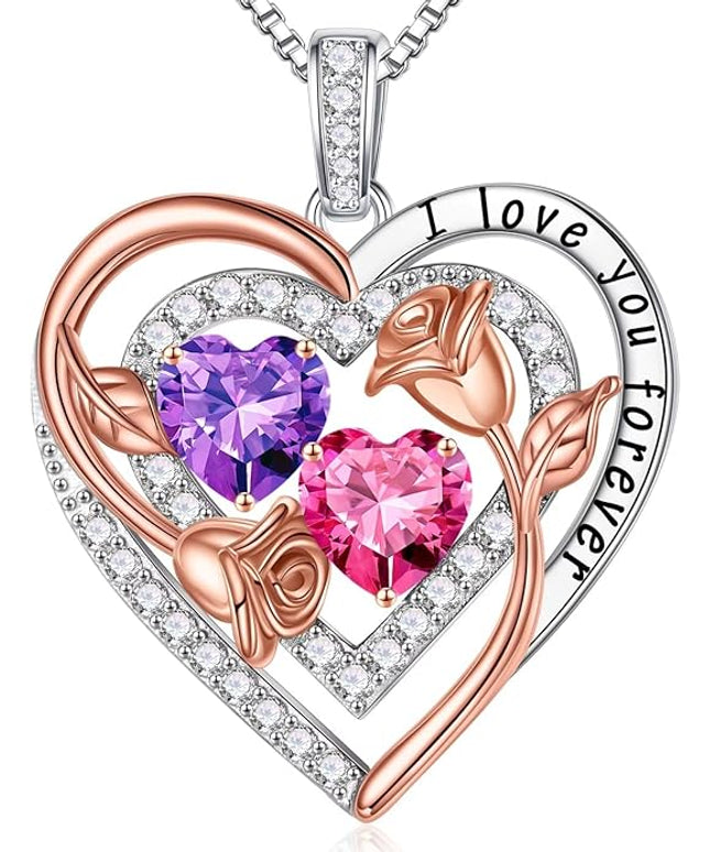 Iefil Christmas Gifts for Women - Sterling Silver Birthstone Necklace Anniversary Birthday Gifts for Her Wife Mom Daughter