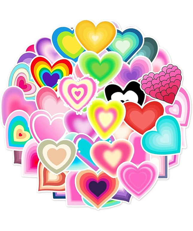 Love Heart-Shaped Stickers, 50pcs Waterproof Vinyl Stickers for Water Bottles, Laptops, Phones, Skateboards, and Luggage
