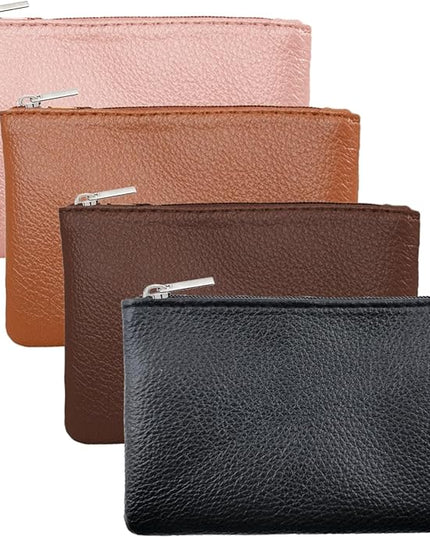 4Pcs Small Coin Purse,Leather Zipper Pouch Change Purse With Zipper Coin Pouch for Men Women Small Coin Bag Portable Change Wallet Mini Coin Pocket Pouch Change Holder for Women Change Purse for Coins