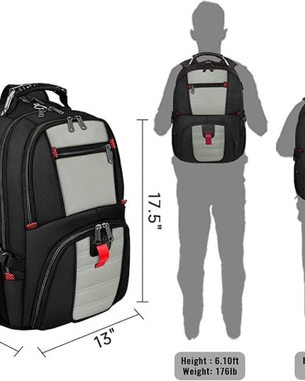 YOREPEK Travel Backpack, 50L Laptop Backpacks for Men Women, Water Resistant Airline Approved Bag with USB Charging Port Fits 17 Inch Computer, Grey