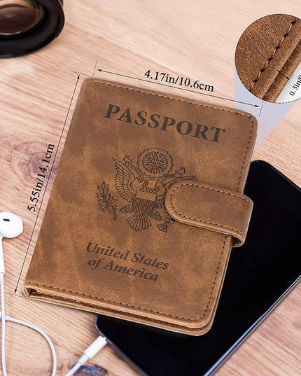 TIGARI Passport Holder for Travel Women Men, PU Leather Waterproof RFID Wallet Cover Case Sleeve, Valentines Day Gifts, Vacation Plane Cruise Travel Document Organizer Essentials