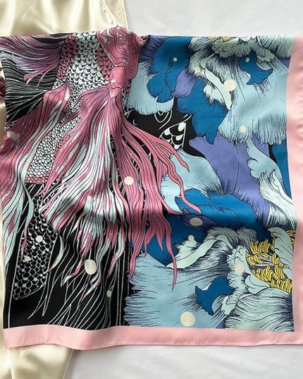 Julunar Silk Like Head Scarf for Women - Satin Large Hair Scarves - 35" Square Silk Hair Wrap for Sleeping with Gift Packed