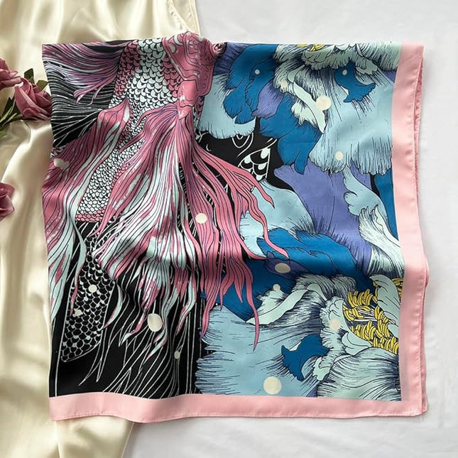 Julunar Silk Like Head Scarf for Women - Satin Large Hair Scarves - 35" Square Silk Hair Wrap for Sleeping with Gift Packed