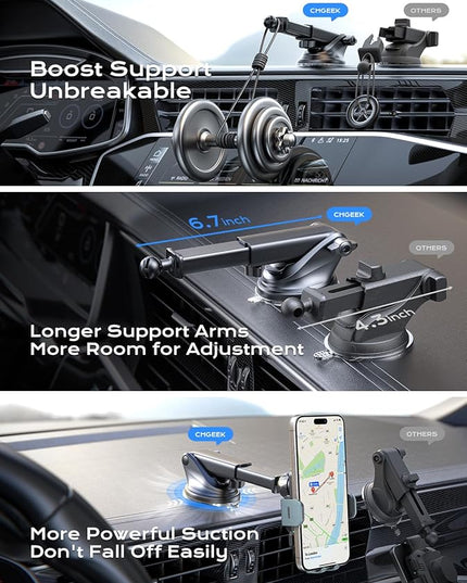 CHGeek Wireless Car Charger, 15W Fast Charging Auto Clamping Car Charger Phone Mount Phone Holder fit for iPhone 15 14 13 12 11 Pro Max Xs, Samsung Galaxy S25 Ultra S24 S23 S22, S21, S20, Green