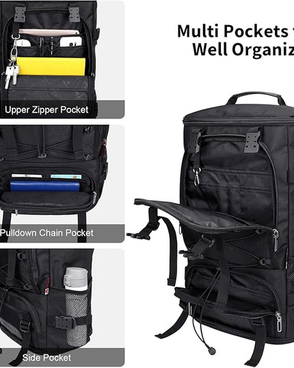 WITZMAN Travel Backpack for Men Convertible Large Carry on Backpack with Shoe Compartment for Airplanes Fit 17 Inch Laptop(B689 Black)
