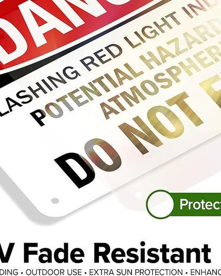 Danger Flashing Red Light Indicates Potential Hazardous Atmosphere Do Not Enter Sign, 10x7 Inches, Rust Free .040 Aluminum, Fade Resistant, Made in USA by My Sign Center