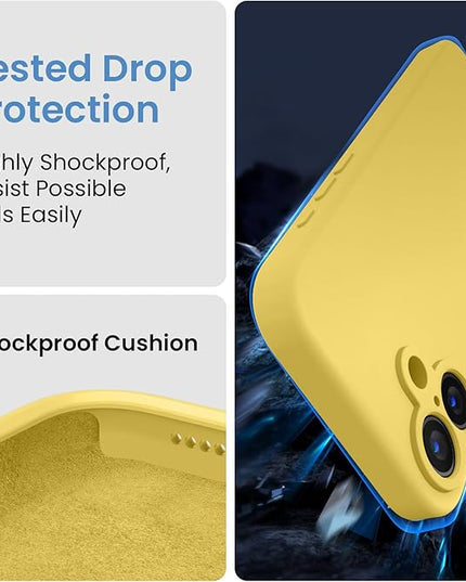 FireNova Designed for iPhone 16 Case, Silicone Upgraded [Camera Protection] Phone Case with [2 Screen Protectors], Soft Anti-Scratch Microfiber Lining Inside, 6.1 inch, Yellow