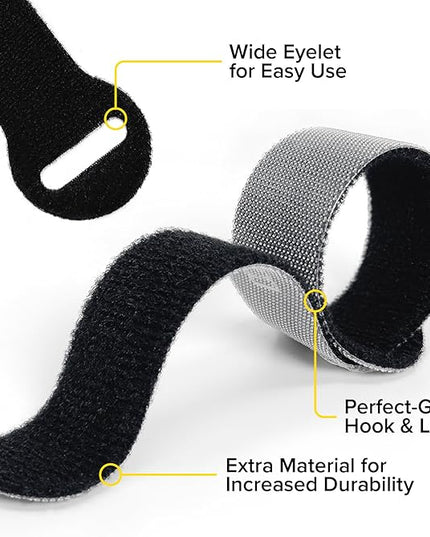 Self-Gripping Cable Ties by Wrap-It Storage, Multi-Color, 40 Pack (5 Inch and 8 Inch Straps) – Reusable Hook and Loop Cord Keeper, Cable Wrappers for Cord Management and Home Office Desk Organization