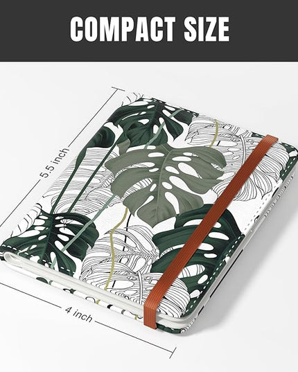 Rimilak Passport Holder, RFID Blocking Passport Cover Wallet Travel Essentials, Leather Travel Air Ticket Documents Organizer Protector for Women and Men, Tropical Plants