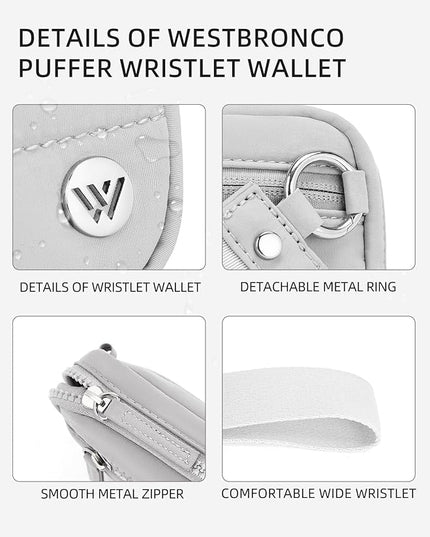 WESTBRONCO Wristlet Wallets for Women Nylon Quilted RFID Wallet with 3 Zipper Purse for Travel