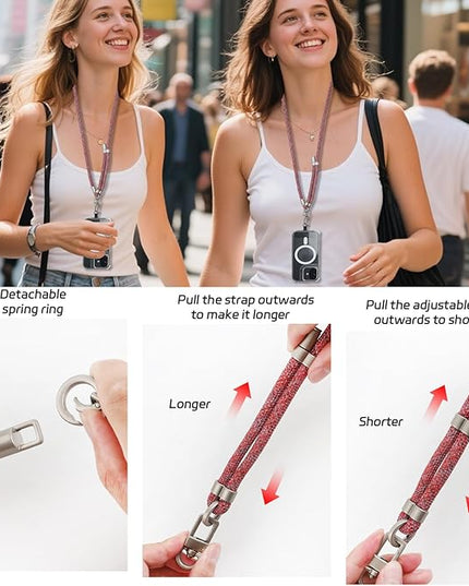 3-in-1 Adjustable Phone Lanyard Crossbody Cell Phone Neck Strap Universal Mobile Wrist Lanyard