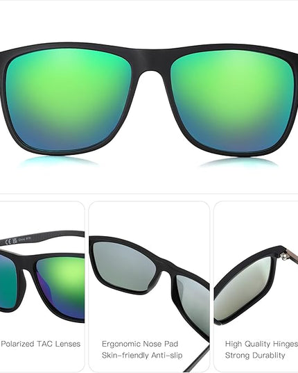 ZENOTTIC Square Polarized Sunglasses for Men Ultralight Carbon Fiber Sun Glasses Driving Fishing Golf Sports UV400 Protection