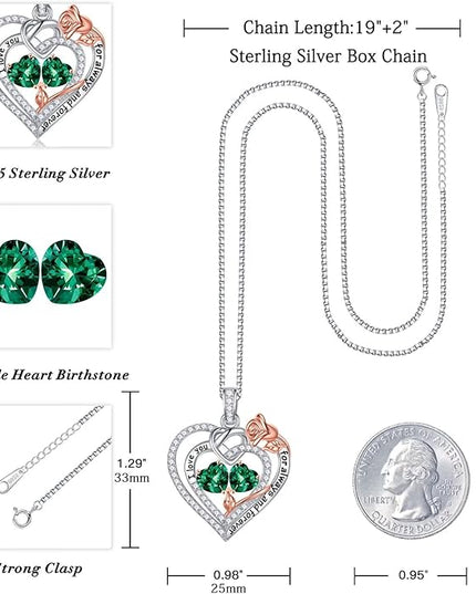 Iefil Christmas Gifts for Wife Women - 925 Sterling Silver Double Birthstone Necklace, Anniversary Birthday Gifts for Women, Jewelry Gift for Wife Girlfriend Mom Her
