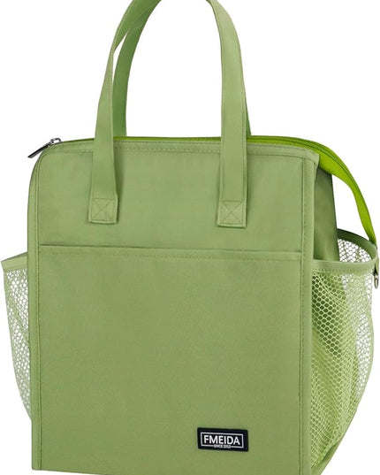 Fmeida Insulated Lunch Bag Women - 12L Leakproof Womens Lunch Tote w Zipper Reusable Lunch Bags Thermal Cooler Tote Multipocket for Work Hiking Beach Picnic | Light Green