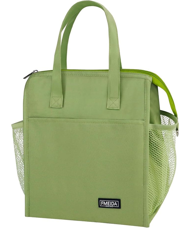Fmeida Insulated Lunch Bag Women - 12L Leakproof Womens Lunch Tote w Zipper Reusable Lunch Bags Thermal Cooler Tote Multipocket for Work Hiking Beach Picnic | Light Green