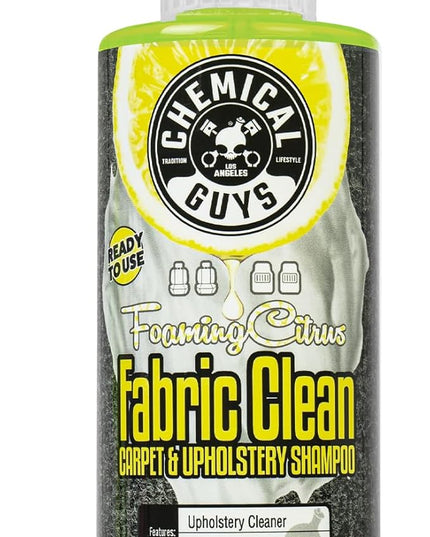 Chemical Guys Foaming Citrus Fabric Clean Carpet & Upholstery Cleaner - Car Carpet Cleaner Spray for Seats and Floor Mats, Removes Stains &Odors, Safe for Cars, Home and Office, 16 oz Citrus Scent